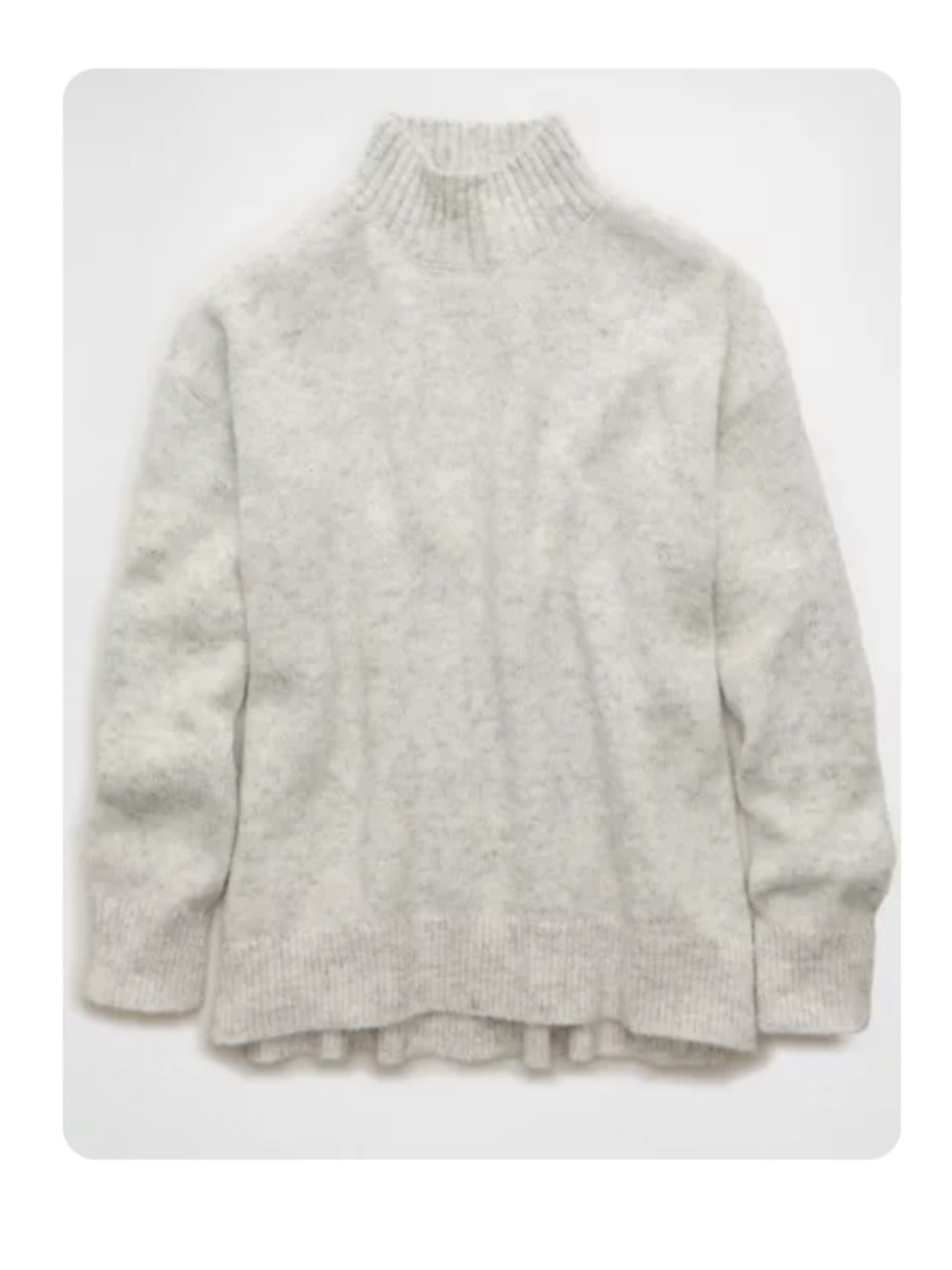 American Eagle Outfitters Light Gray Oversized Mock Neck Fuzzy Sweater